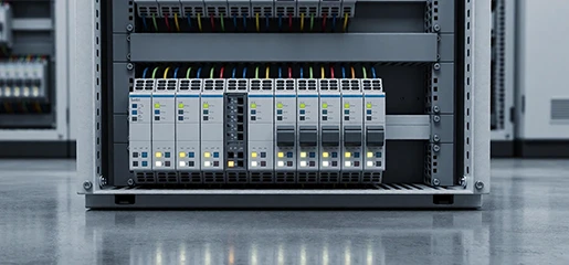 Modular PLC rack with I/O modules