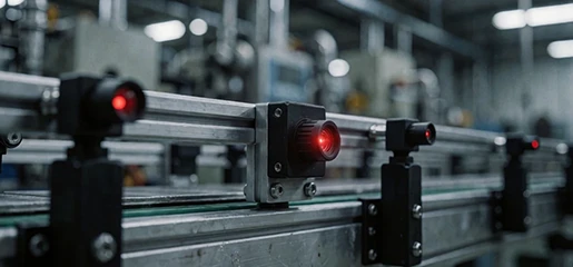 Sensors mounted on a conveyor frame